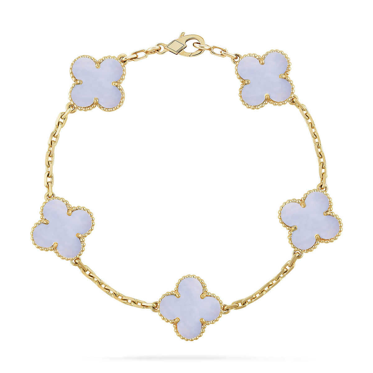[ORA] CLOVER 5 MOTIF PURPLE CHALCEDONY BRACELET COLLECTION