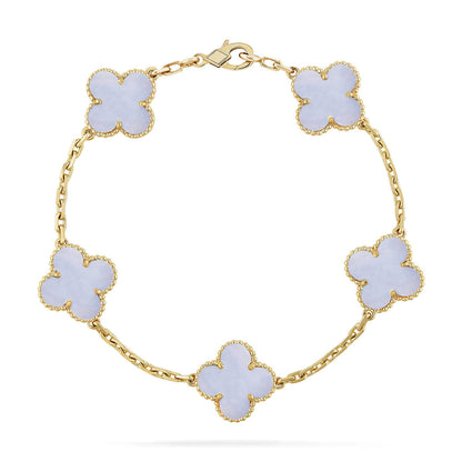 [ORA] CLOVER 5 MOTIF PURPLE CHALCEDONY BRACELET COLLECTION