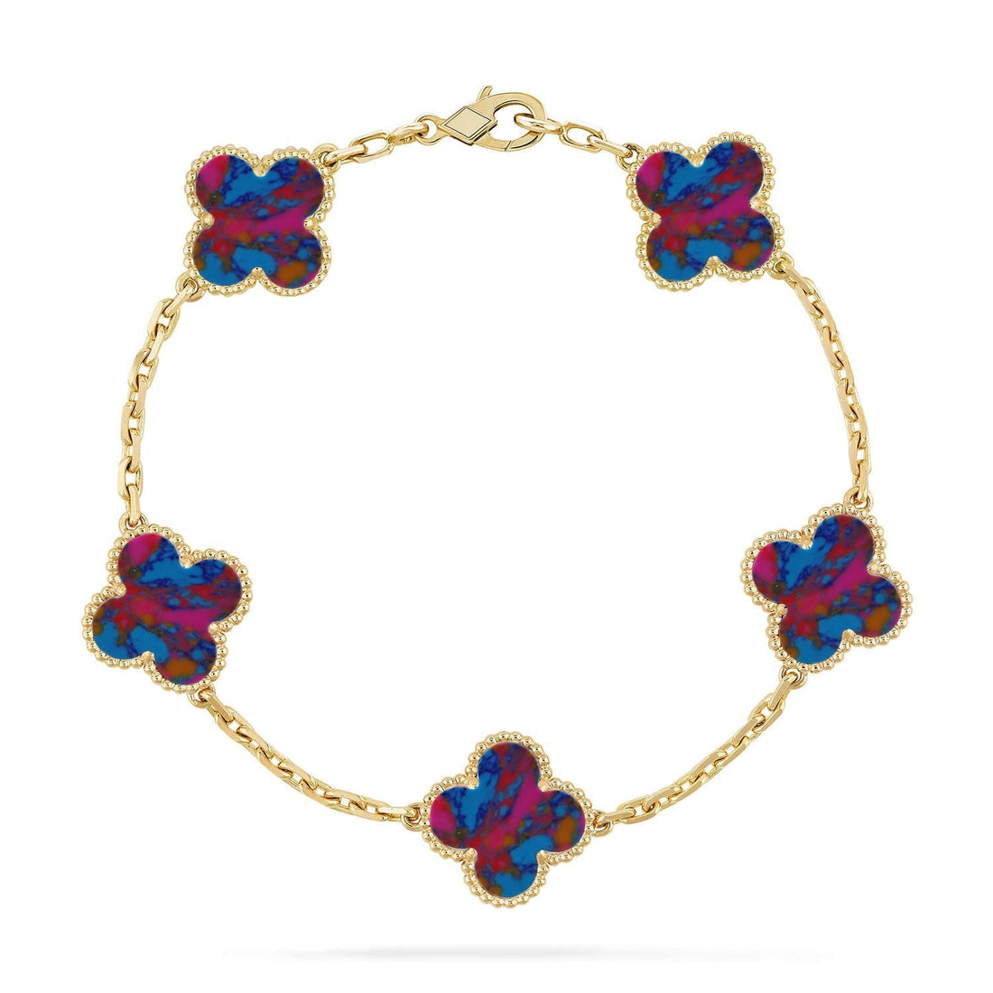 [ORA]CLOVER 5 MOTIF COLOR GEMSTONES BRACELET COLLECTION