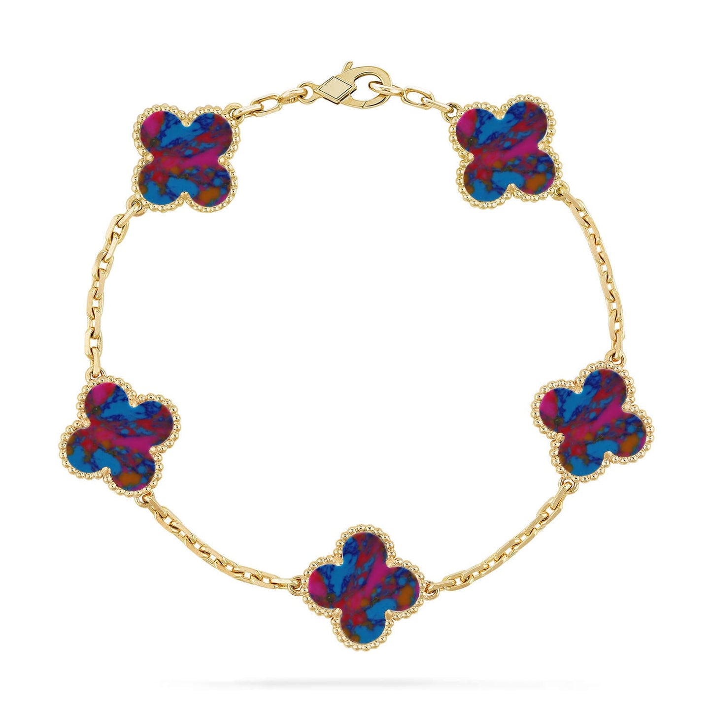 [ORA]CLOVER 5 MOTIF COLOR GEMSTONES BRACELET COLLECTION