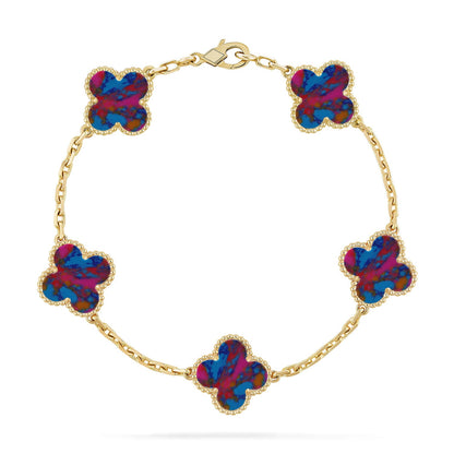 [ORA]CLOVER 5 MOTIF COLOR GEMSTONES BRACELET COLLECTION
