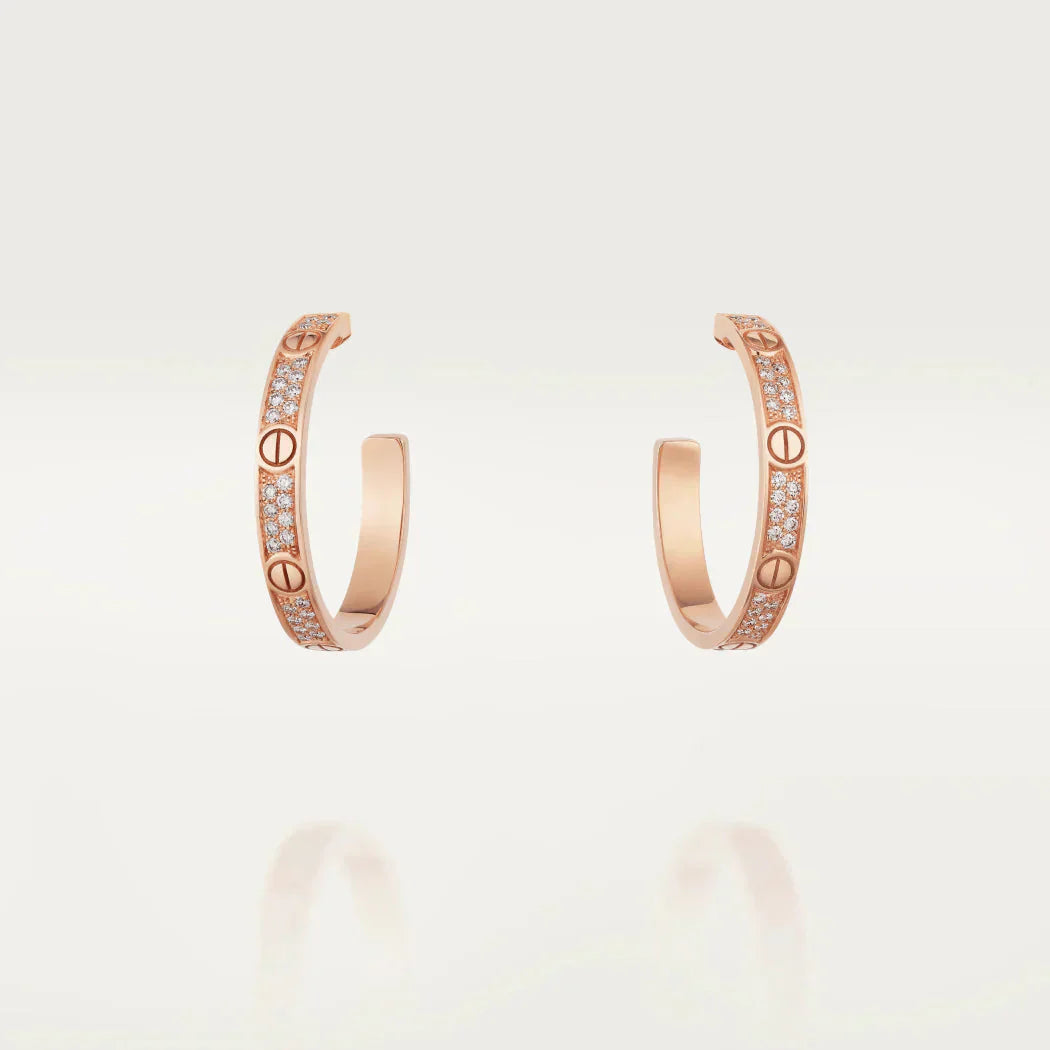 [ORA]LOVE DIAMOND PINK GOLD HOOP EARRINGS