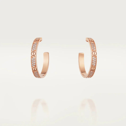[ORA]LOVE DIAMOND PINK GOLD HOOP EARRINGS