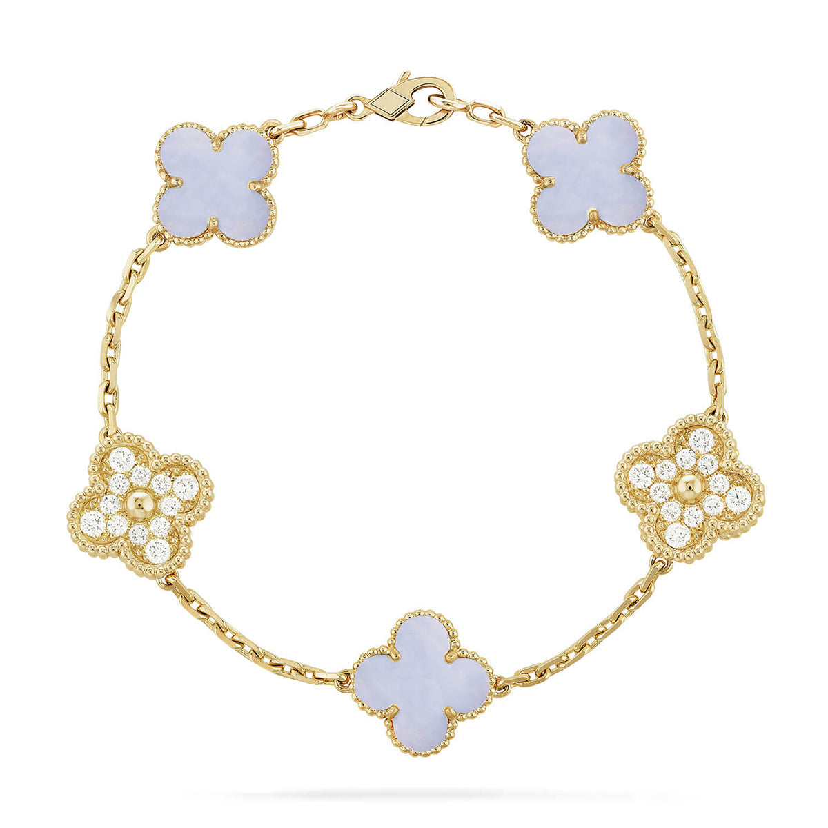 [ORA] CLOVER 5 MOTIF PURPLE CHALCEDONY BRACELET COLLECTION
