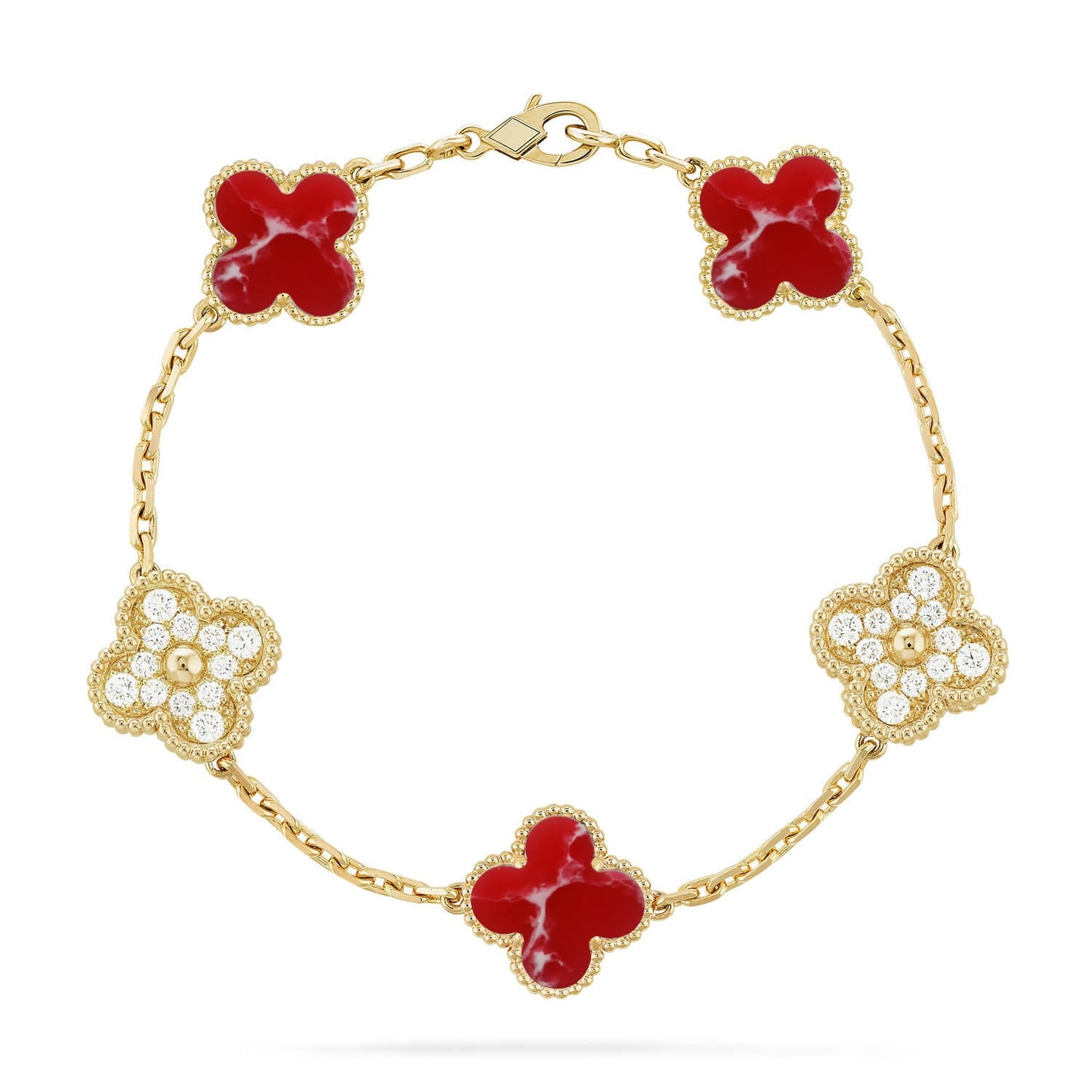 [ORA]CLOVER 5 MOTIF RED PATTERN BRACELET COLLECTION