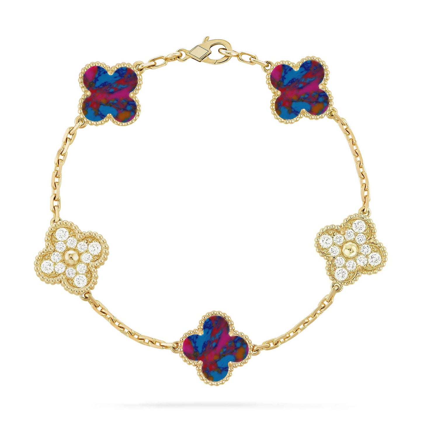 [ORA]CLOVER 5 MOTIF COLOR GEMSTONES BRACELET COLLECTION