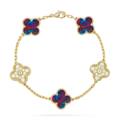 [ORA]CLOVER 5 MOTIF COLOR GEMSTONES BRACELET COLLECTION