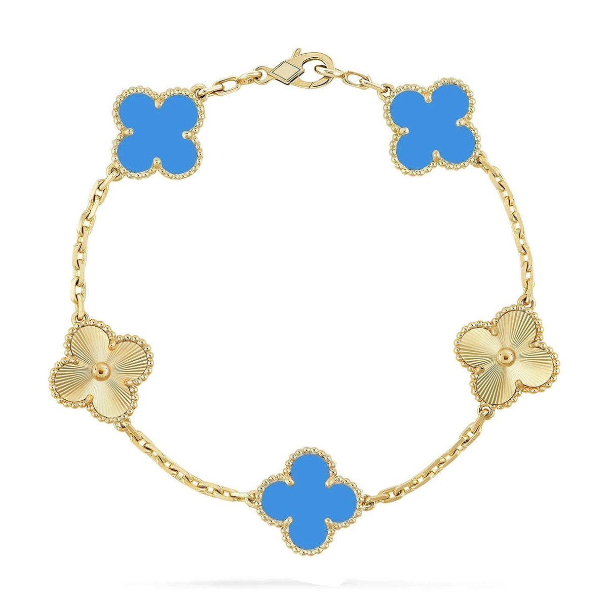 [ORA] CLOVER 5 MOTIF BLUE AGATE BRACELET COLLECTION
