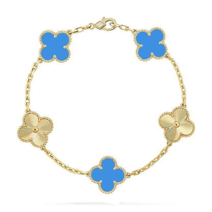 [ORA] CLOVER 5 MOTIF BLUE AGATE BRACELET COLLECTION