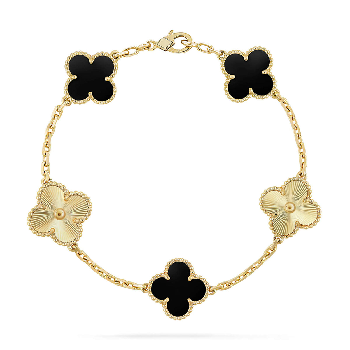 [ORA] CLOVER 5 MOTIF ONYXS BRACELET COLLECTION