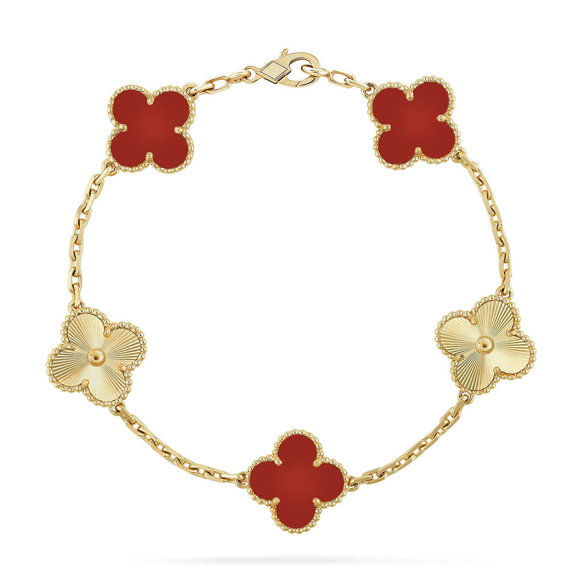[ORA] CLOVER 5 MOTIF RED CORNELIAN BRACELET COLLECTION