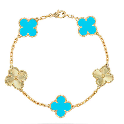 [ORA] CLOVER 5 MOTIF TURQUOISE BRACELET COLLECTION