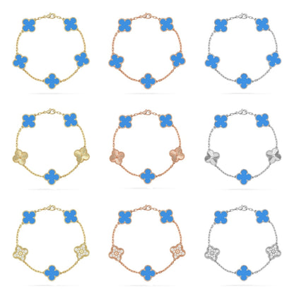 [ORA] CLOVER 5 MOTIF BLUE AGATE BRACELET COLLECTION