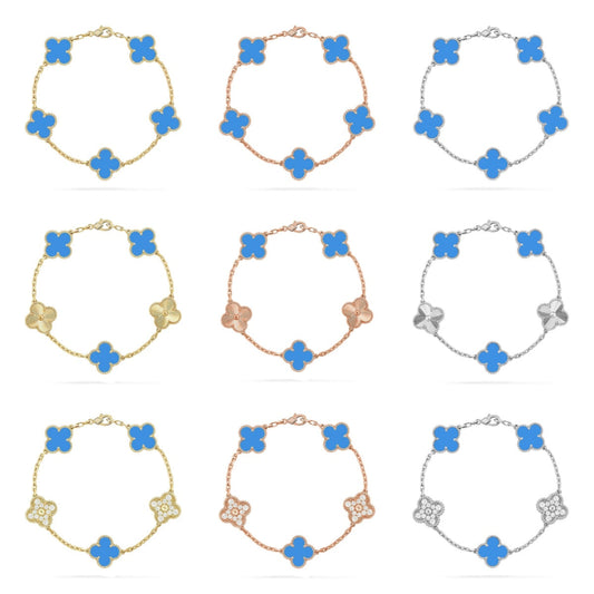 [ORA] CLOVER 5 MOTIF BLUE AGATE BRACELET COLLECTION