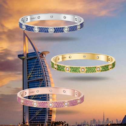 [ORA]2026 PAVE GEMSTONE LOVE BRACELET 6.1MM 10 DIAMONDS
