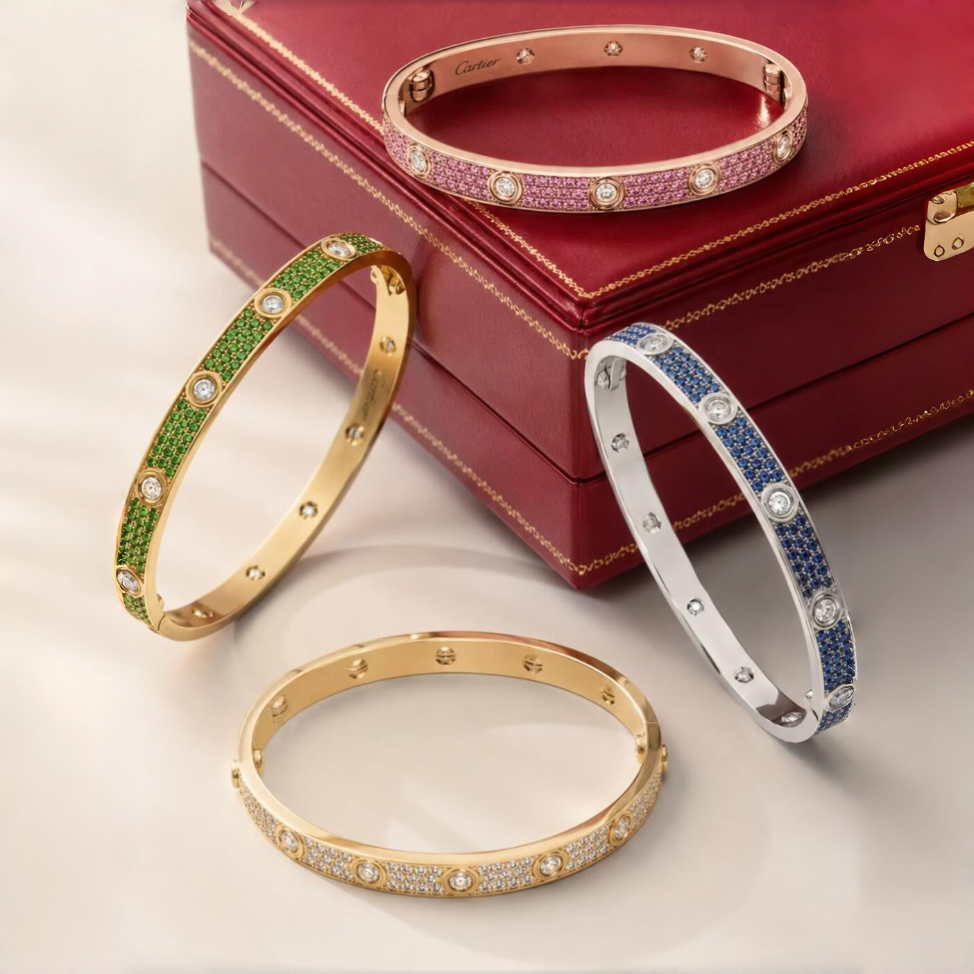 [ORA]2026 PAVE GEMSTONE LOVE BRACELET 6.1MM 10 DIAMONDS