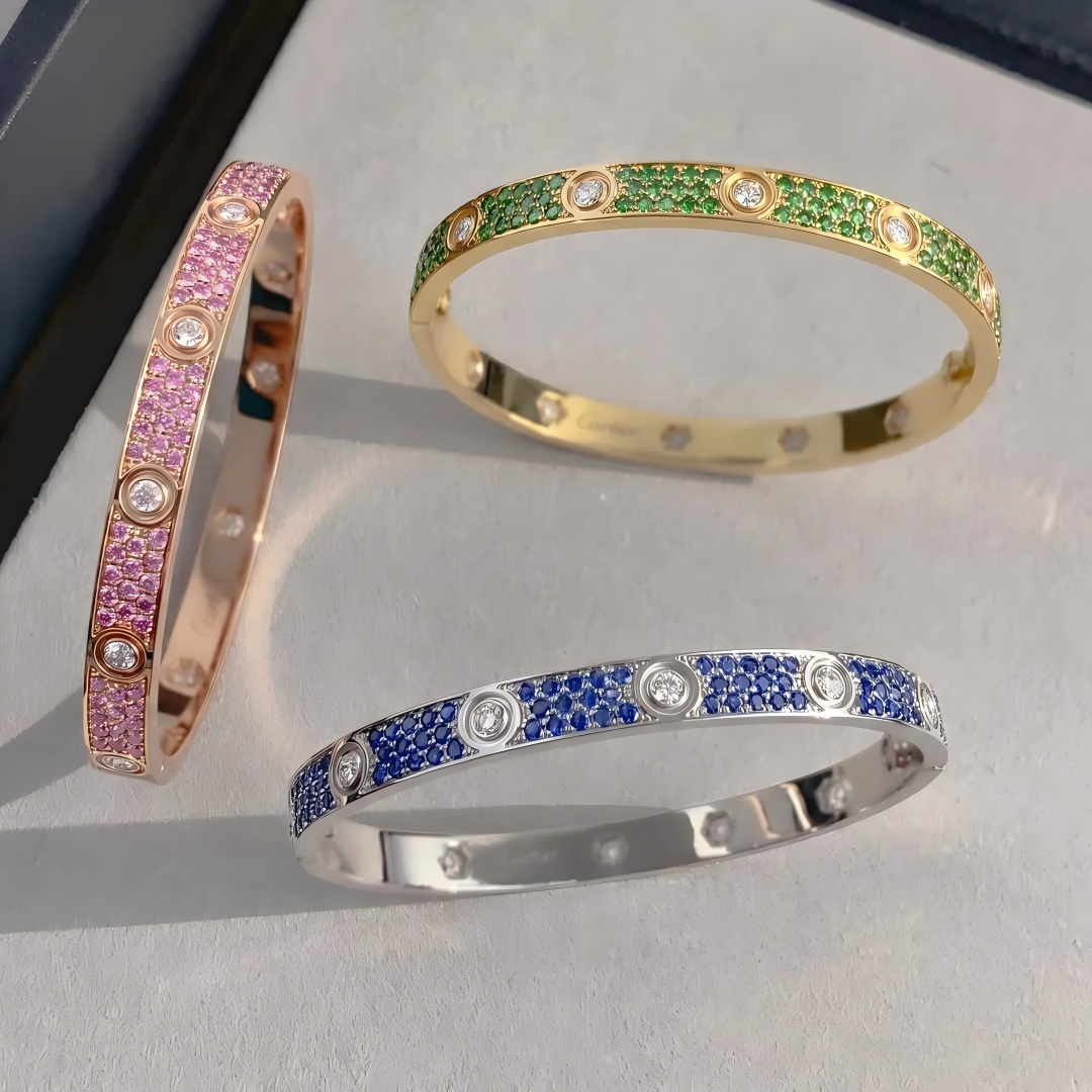 [ORA]2026 PAVE GEMSTONE LOVE BRACELET 6.1MM 10 DIAMONDS