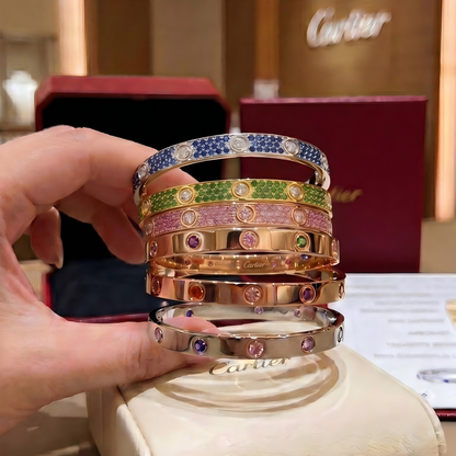 [ORA]2026 PAVE GEMSTONE LOVE BRACELET 6.1MM 10 DIAMONDS