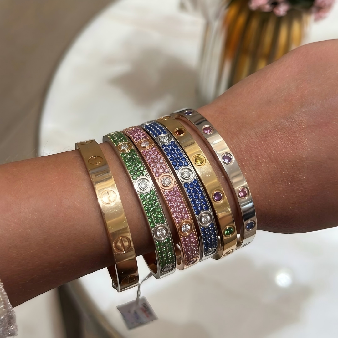 [ORA]2026 PAVE GEMSTONE LOVE BRACELET 6.1MM 10 DIAMONDS