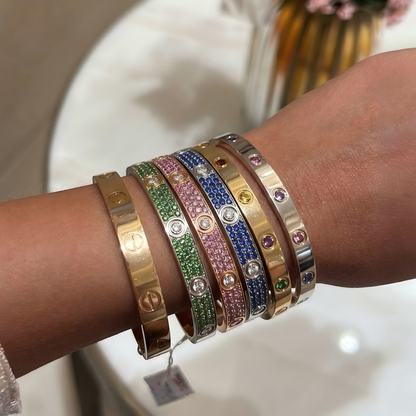 [ORA]2026 PAVE GEMSTONE LOVE BRACELET 6.1MM 10 DIAMONDS
