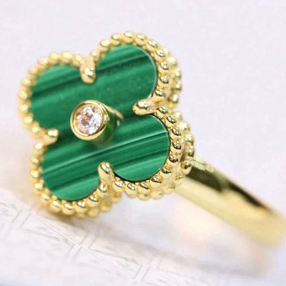 [ORA]CLOVER MALACHITE RING GOLD DIAMOND