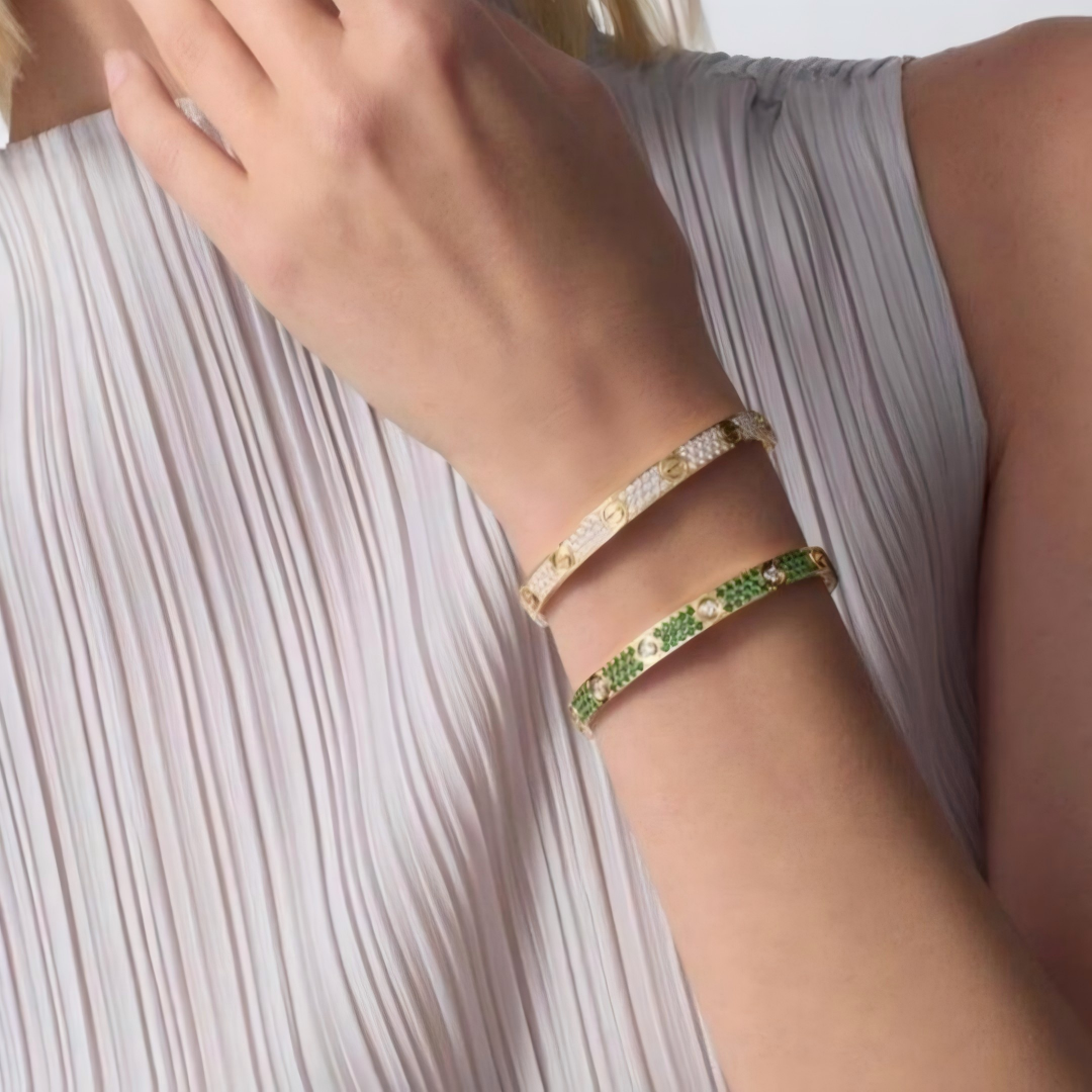 [ORA]2026 PAVE GEMSTONE LOVE BRACELET 6.1MM 10 DIAMONDS