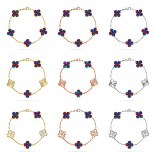 [ORA]CLOVER 5 MOTIF COLOR GEMSTONES BRACELET COLLECTION