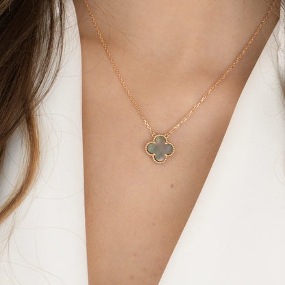 [ORA]CLOVER 15MM  GRAY MOTHER OF PEARL NECKLACE