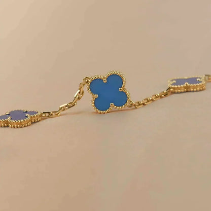 [ORA] CLOVER 5 MOTIF BLUE AGATE BRACELET COLLECTION