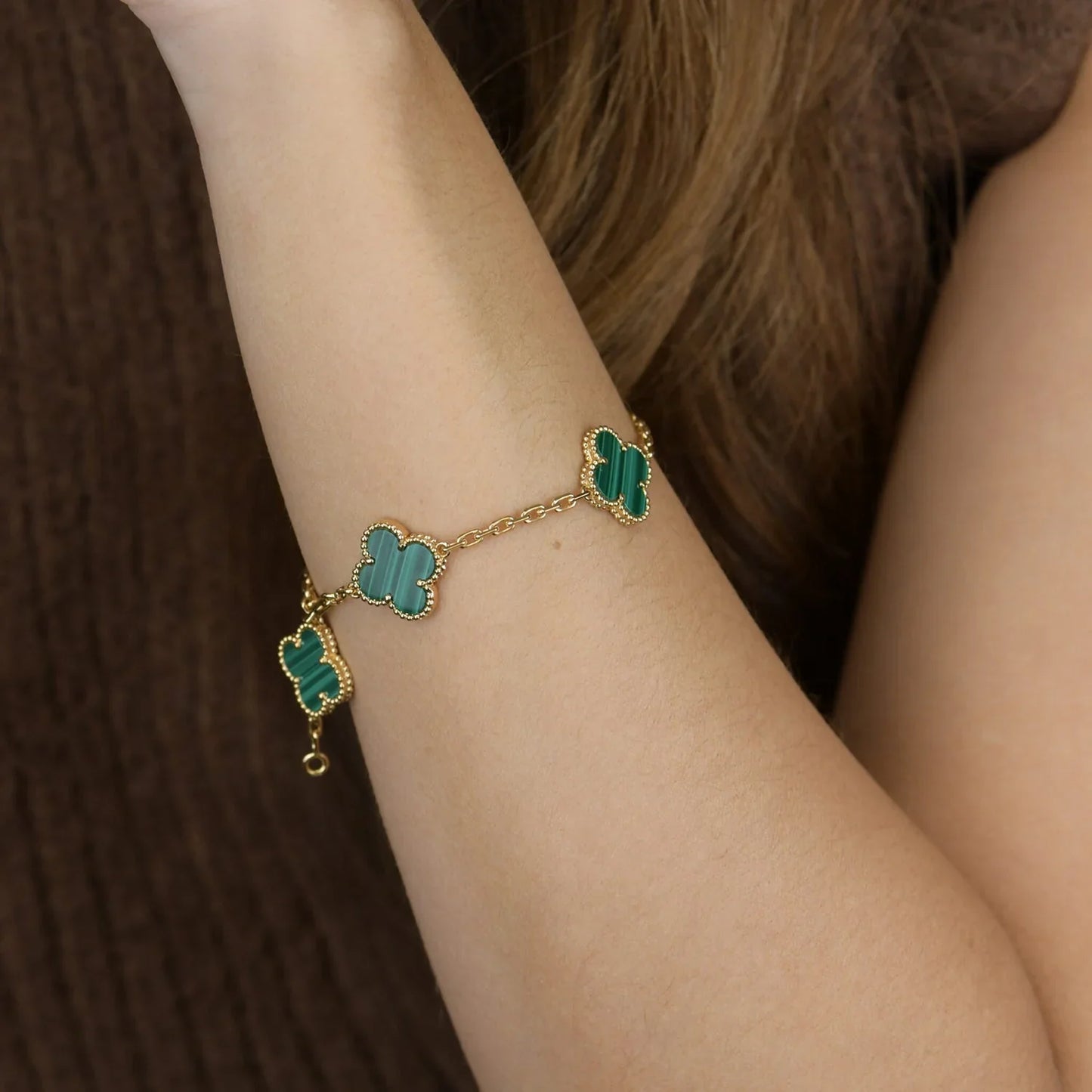 [ORA] CLOVER 5 MOTIF MALACHITE BRACELET COLLECTION