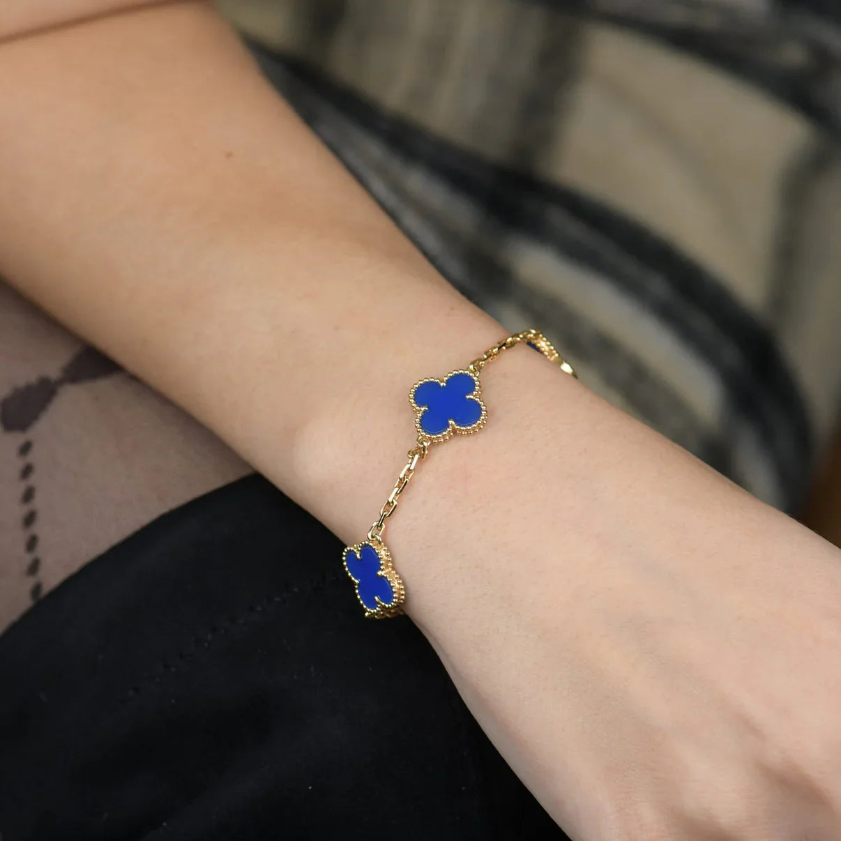 [ORA] CLOVER 5 MOTIF BLUE AGATE BRACELET COLLECTION