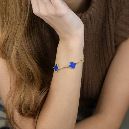 [ORA] CLOVER 5 MOTIF BLUE AGATE BRACELET COLLECTION