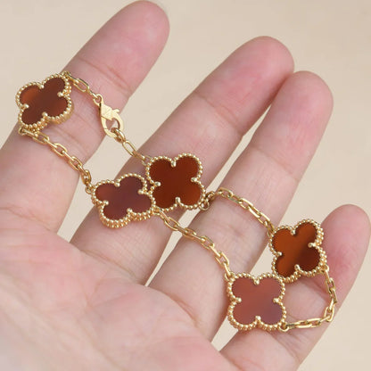 [ORA] CLOVER 5 MOTIF RED CORNELIAN BRACELET COLLECTION