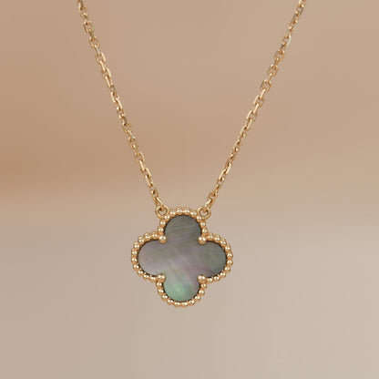 [ORA]CLOVER 15MM  GRAY MOTHER OF PEARL NECKLACE
