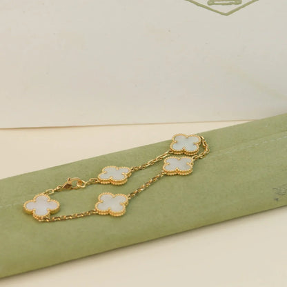 [ORA]CLOVER WHITE PEARL MOP 5 MOTIF BRACELET COLLECTION