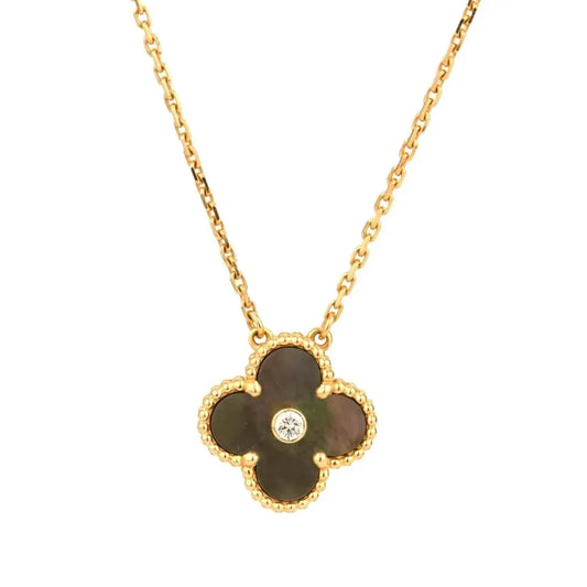 [ORA]CLOVER 15MM DIAMOND AND MOTHER-OF-GREY NECKLACE