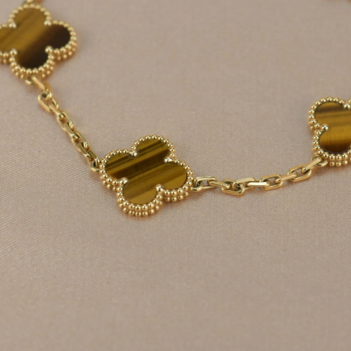 [ORA] CLOVER 5 MOTIFS TIGER EYE BRACELET COLLECTION