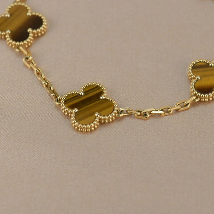 [ORA] CLOVER 5 MOTIFS TIGER EYE BRACELET COLLECTION