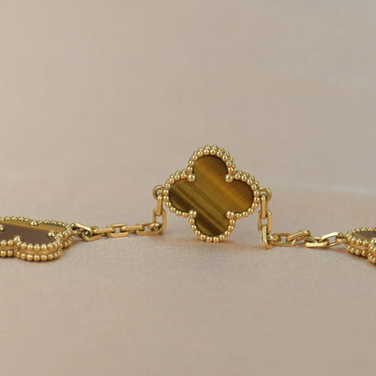 [ORA] CLOVER 5 MOTIFS TIGER EYE BRACELET COLLECTION