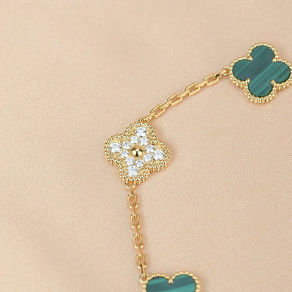 [ORA] CLOVER 5 MOTIF MALACHITE BRACELET COLLECTION