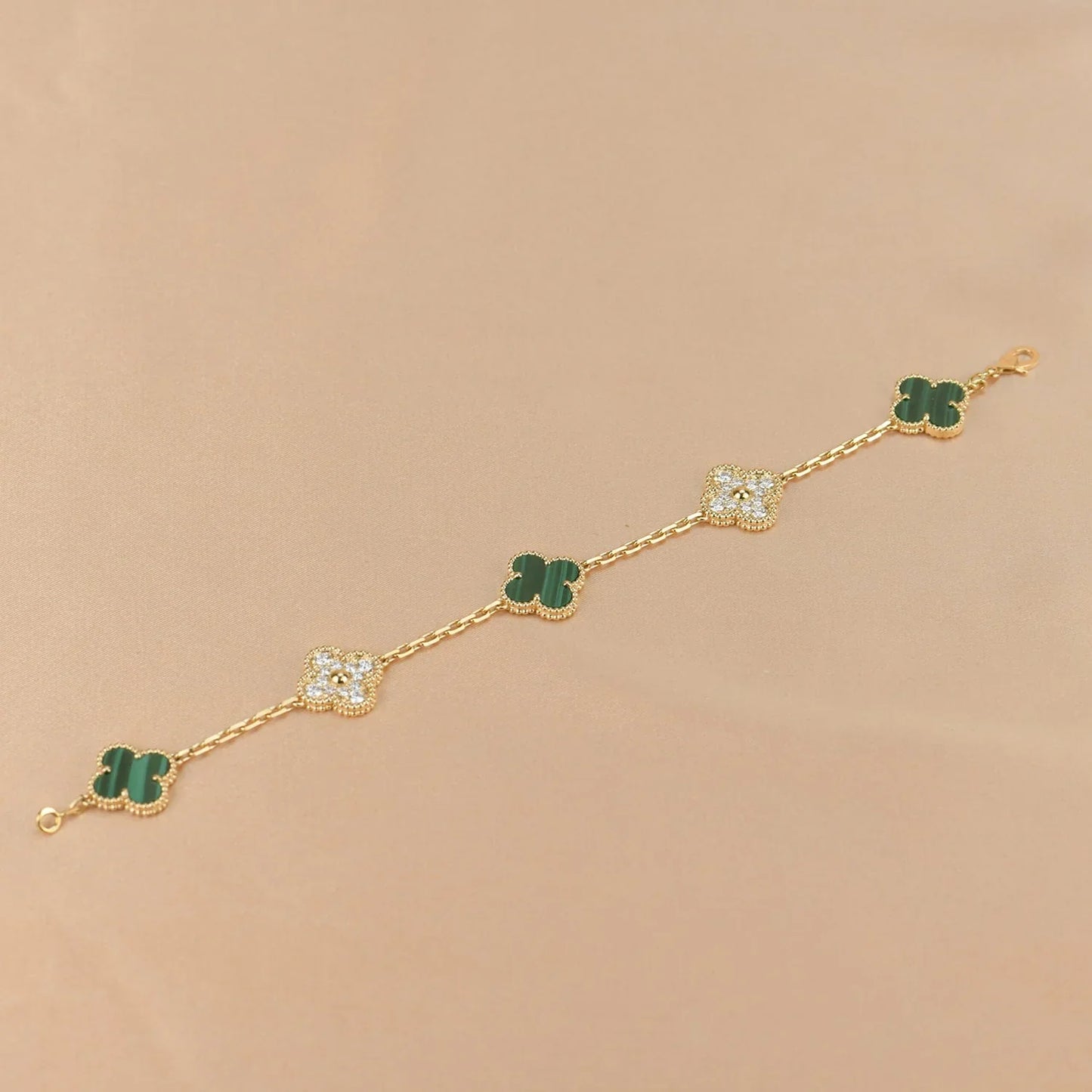 [ORA] CLOVER 5 MOTIF MALACHITE BRACELET COLLECTION