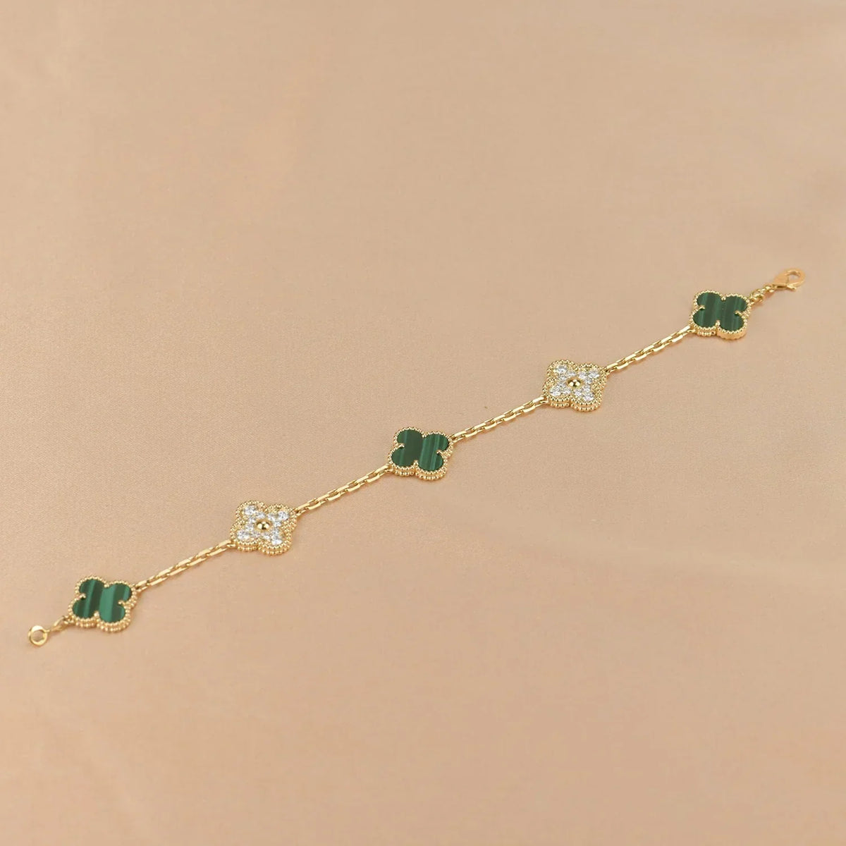 [ORA] KOLLEKTION CLOVER 5-MOTIV ARMBAND MALACHIT