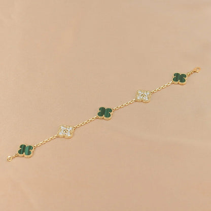[ORA] CLOVER 5 MOTIF MALACHITE BRACELET COLLECTION