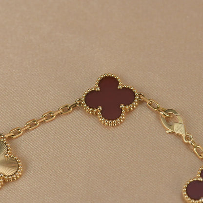 [ORA] CLOVER 5 MOTIF RED CORNELIAN BRACELET COLLECTION