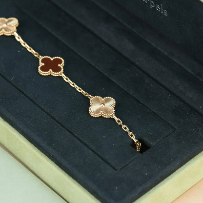 [ORA] CLOVER 5 MOTIF RED CORNELIAN BRACELET COLLECTION
