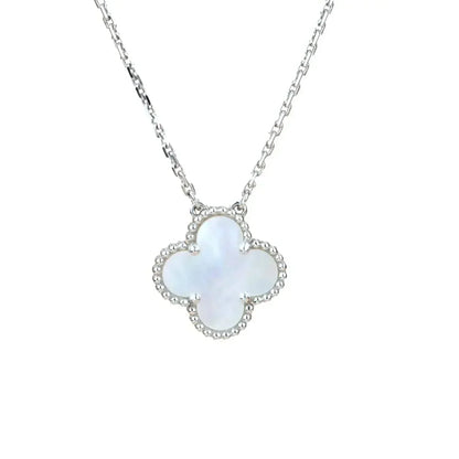 [ORA]CLOVER  15MM WHITE MOTHER-OF-PEARL SILVER