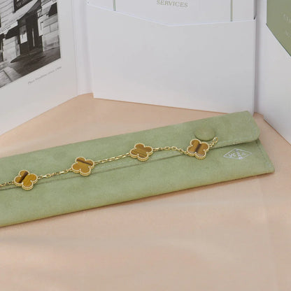 [ORA] CLOVER 5 MOTIFS TIGER EYE BRACELET COLLECTION