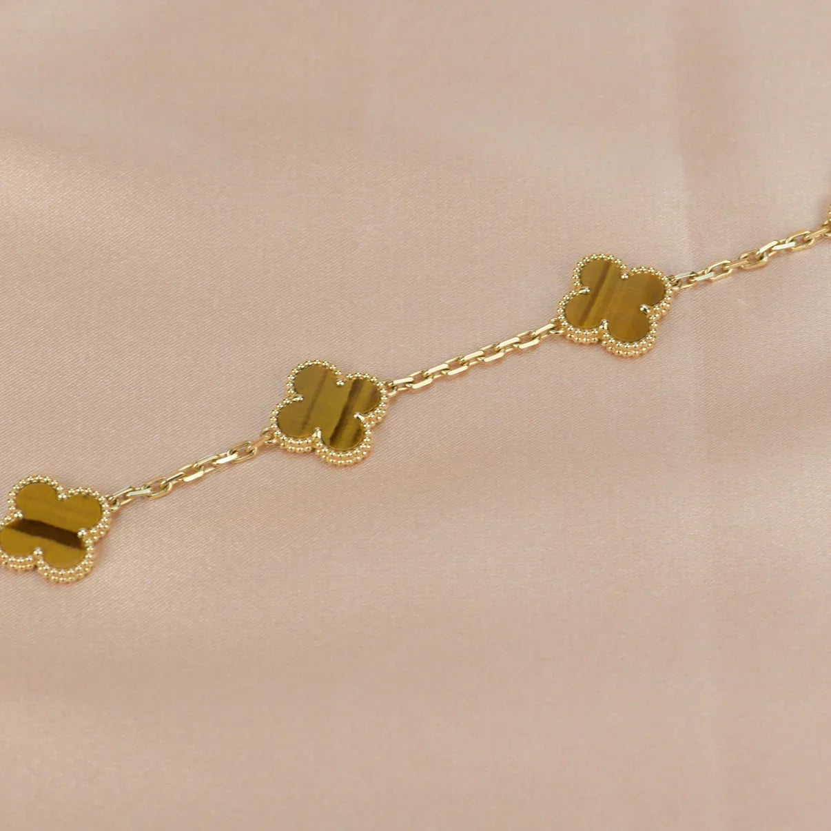 [ORA] CLOVER 5 MOTIFS TIGER EYE BRACELET COLLECTION