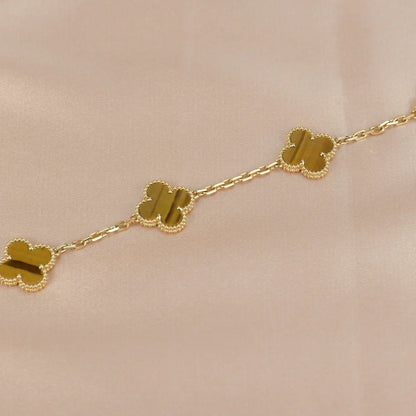 [ORA] CLOVER 5 MOTIFS TIGER EYE BRACELET COLLECTION