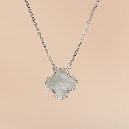 [ORA]CLOVER  15MM WHITE MOTHER-OF-PEARL SILVER